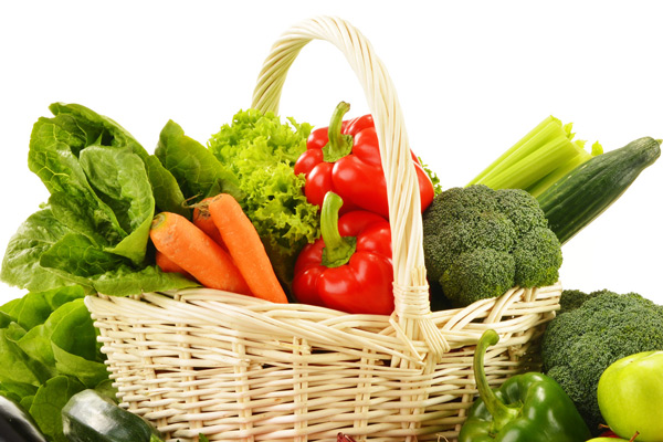 Hintergrundbild Korb mit Gemüse